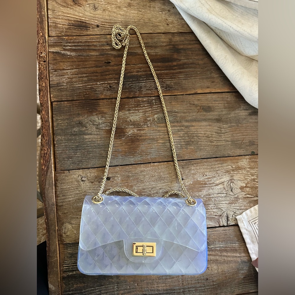 Iridescent Chain-Shoulder Bag with Gold Hardware